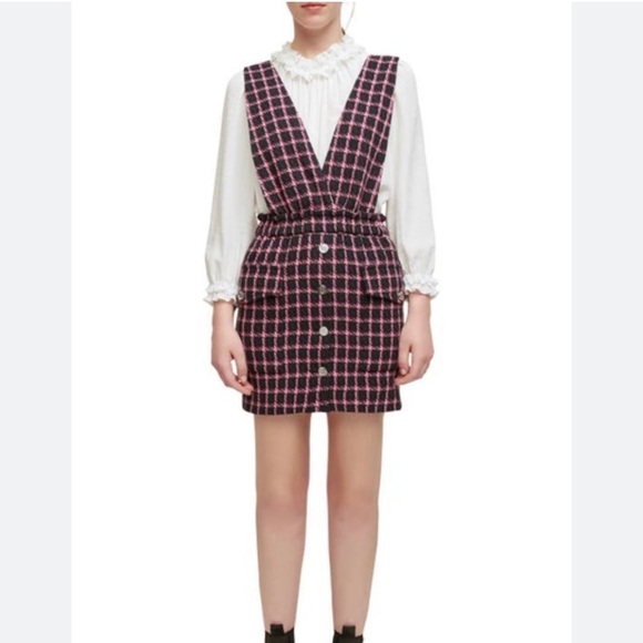 NWT Maje Check strapless dress - Picture 2 of 12